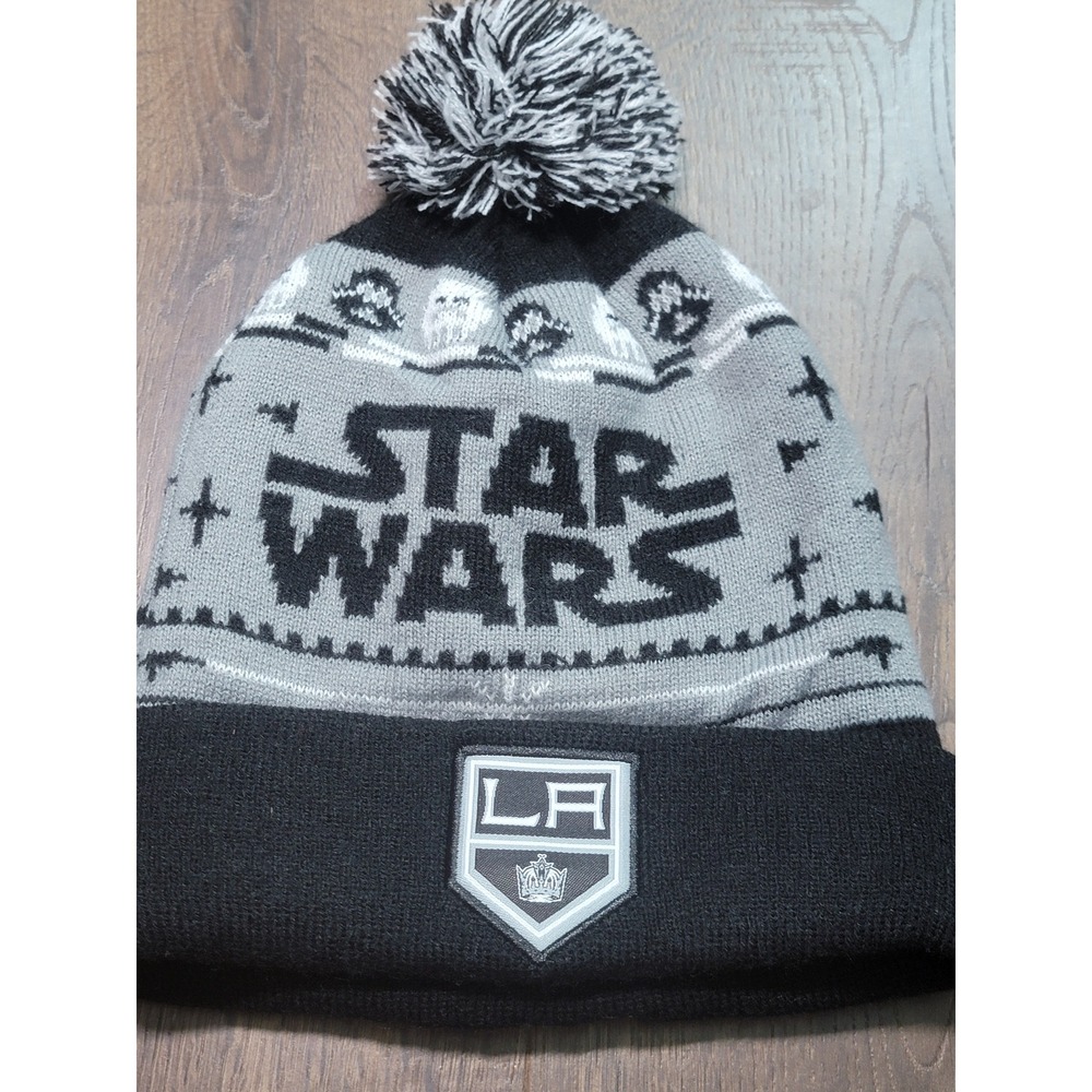 LA Kings Star Wars Beanie Hat Coyote Promotions Black Grey Pom Knit LA Kings NHL